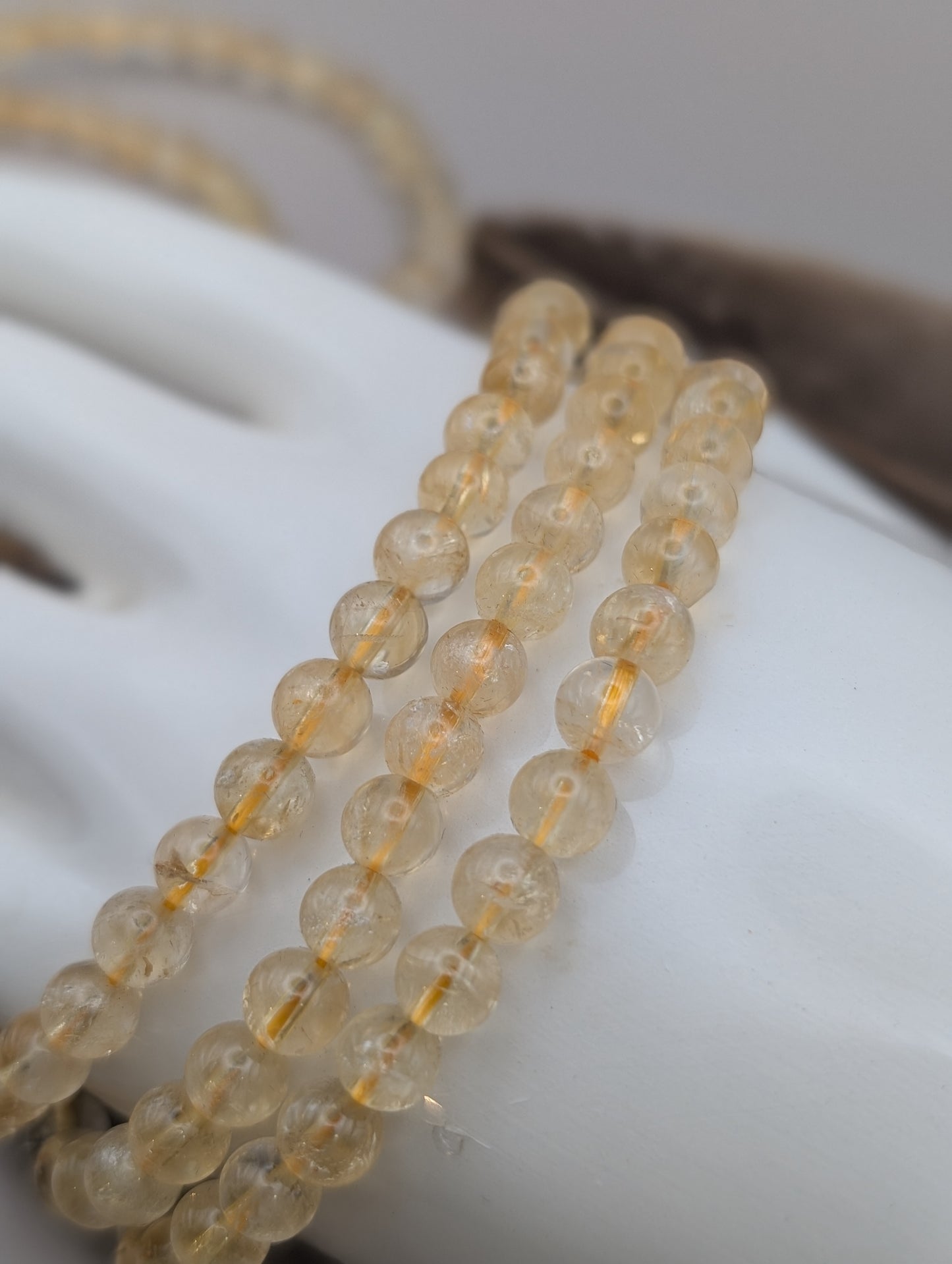 Natural Citrine Crystal Healing Stretch Bracelet – 6mm, 7.5"
