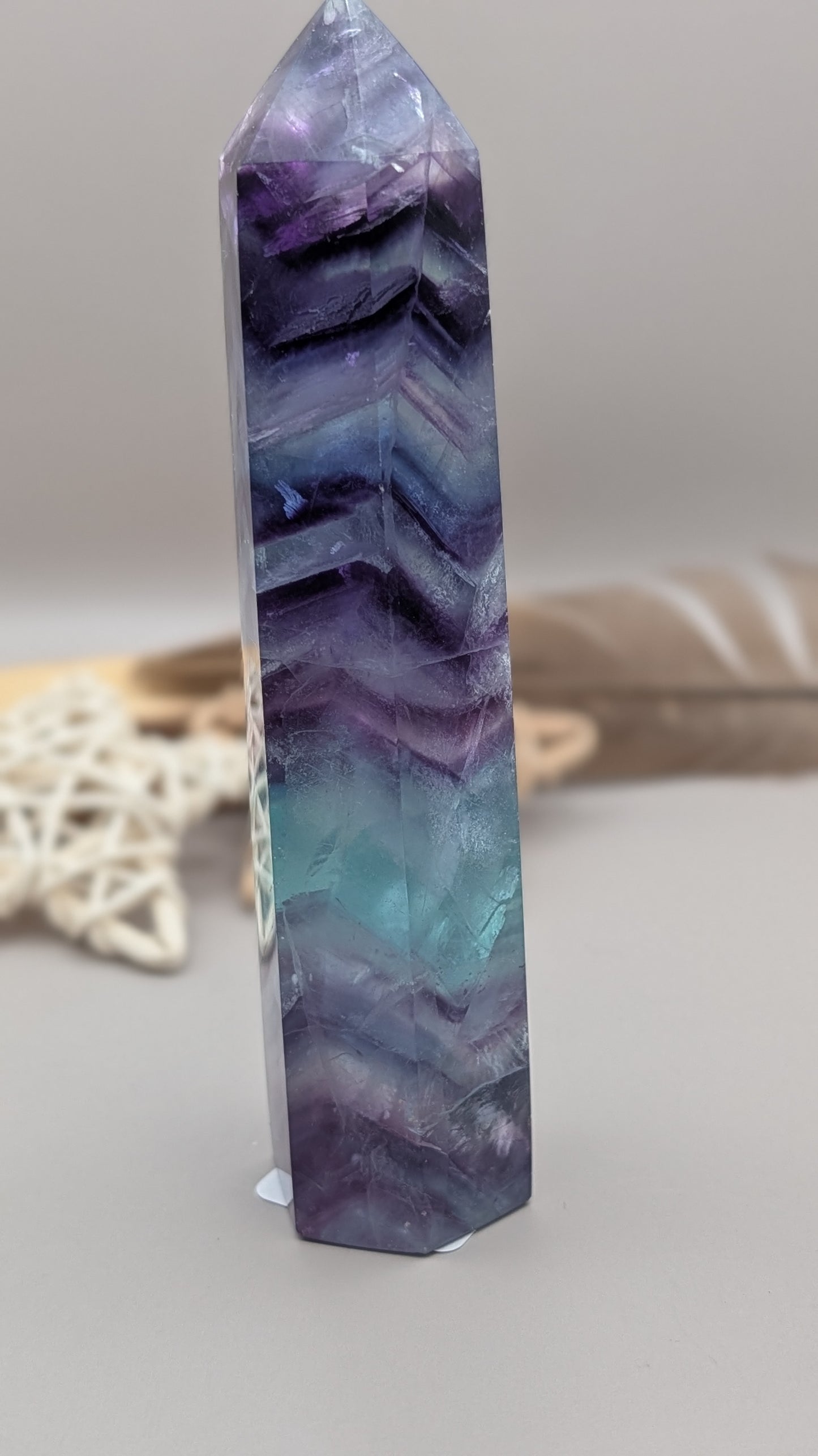 Natural Rainbow Fluorite Tower Crystal Healing