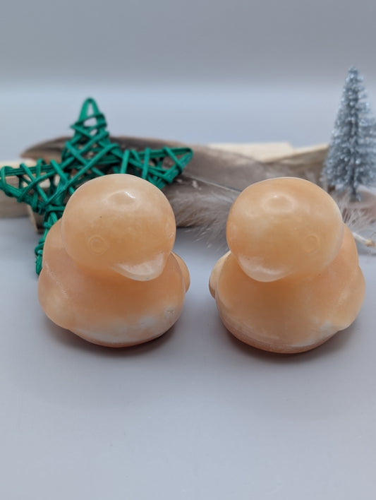 Orange Calcite Duck — Hand-Carved Crystal Duckling