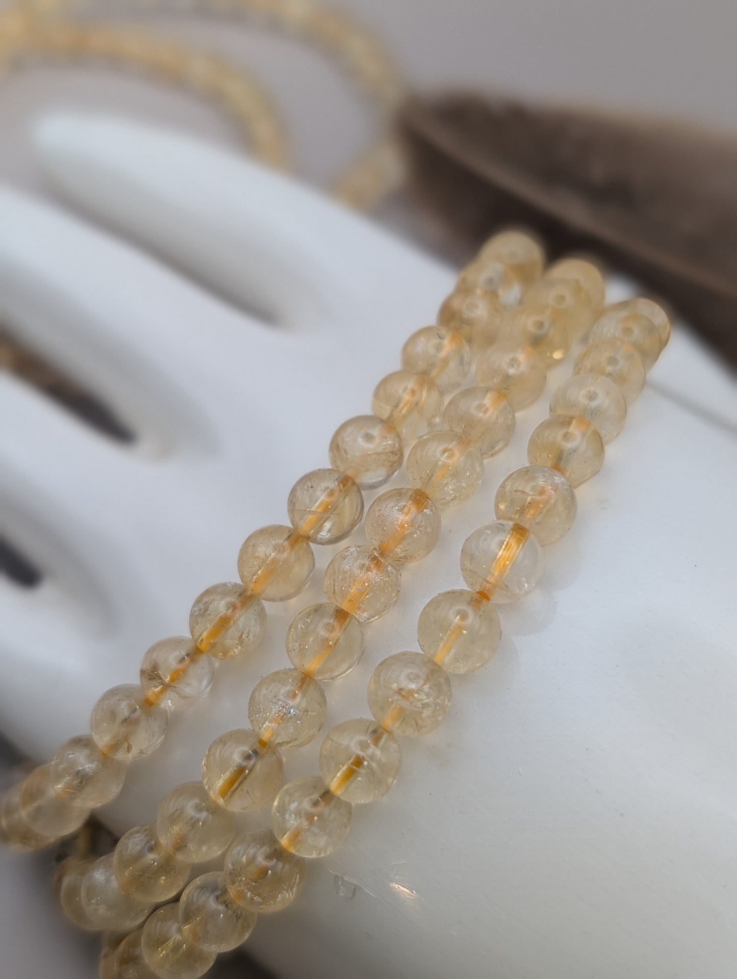 Natural Citrine Crystal Healing Stretch Bracelet – 6mm, 7.5"
