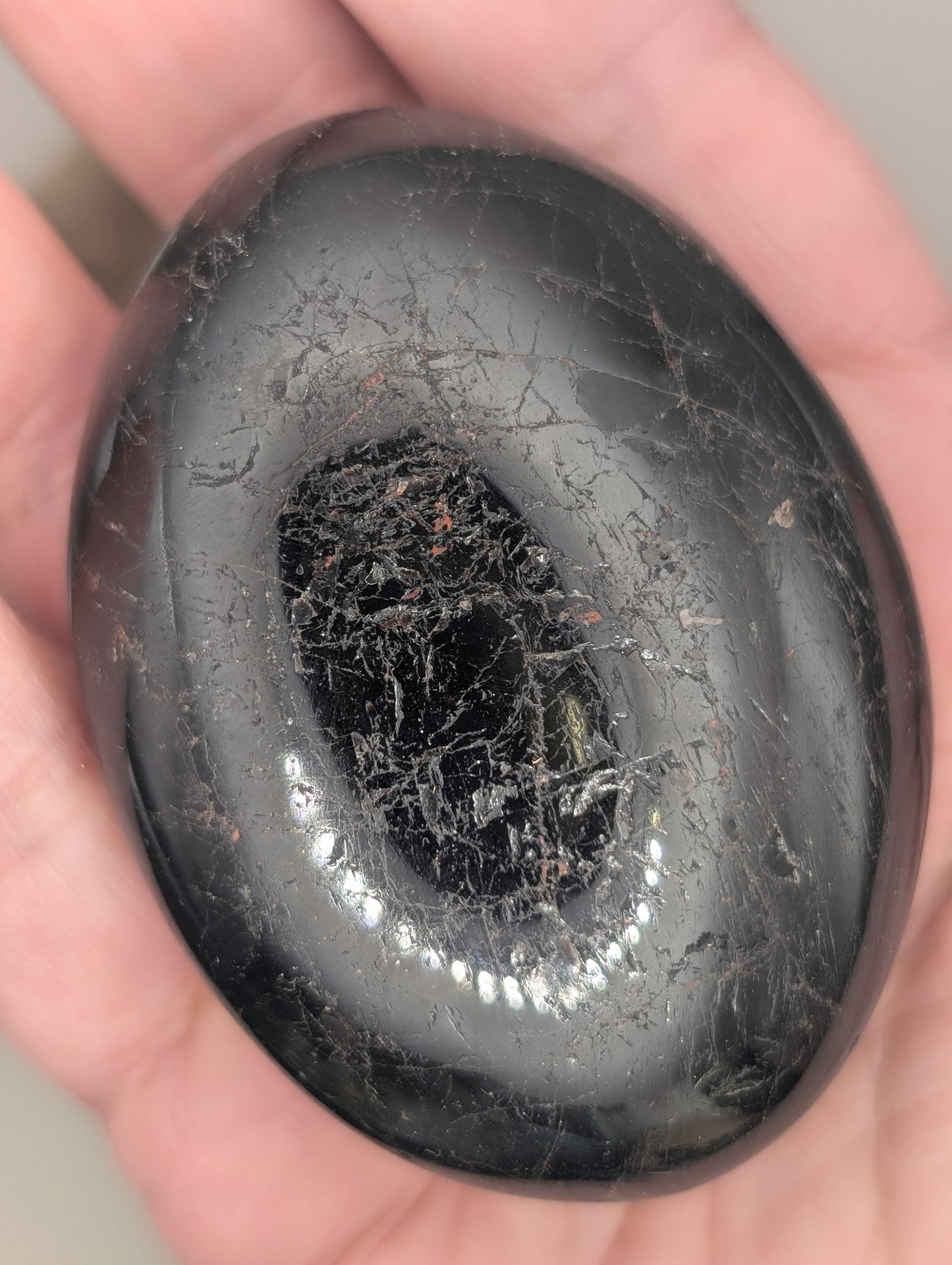 Natural Black Tourmaline Palm Stone