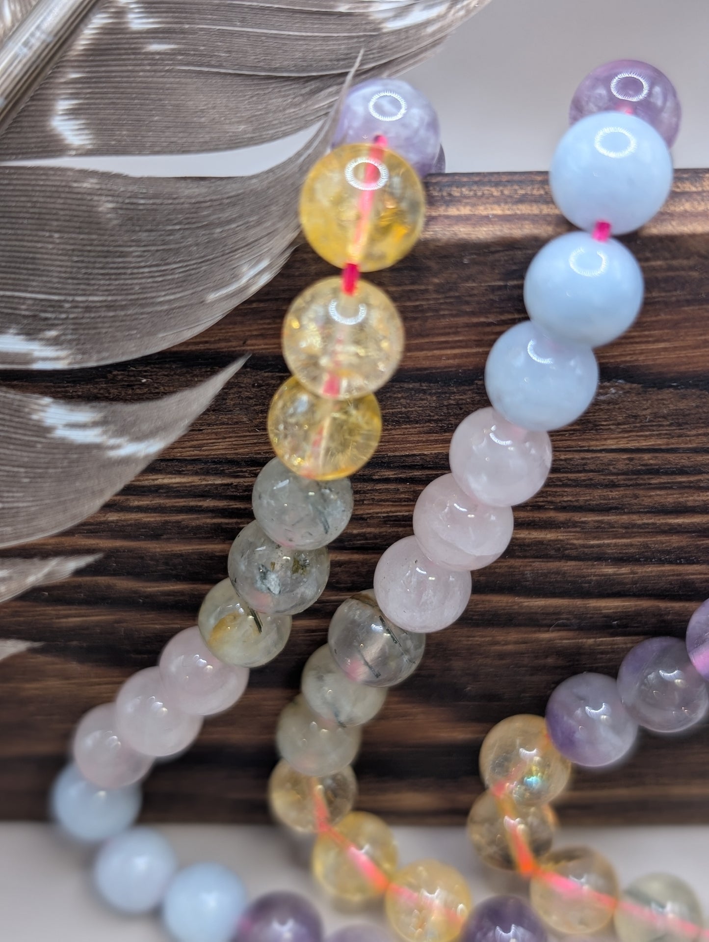 Natural Crystal beads 15.5” - 8mm 5 mix