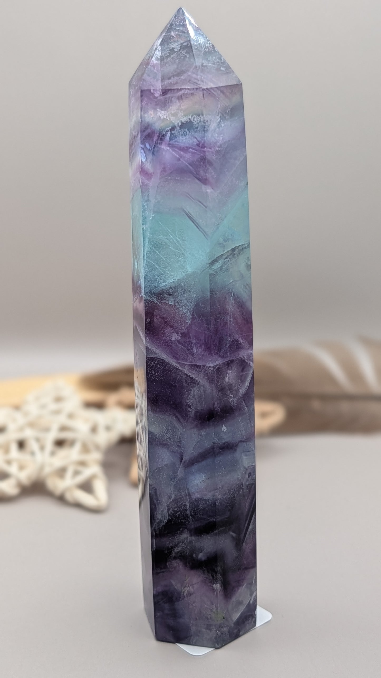 Natural Rainbow Fluorite Tower Crystal Healing