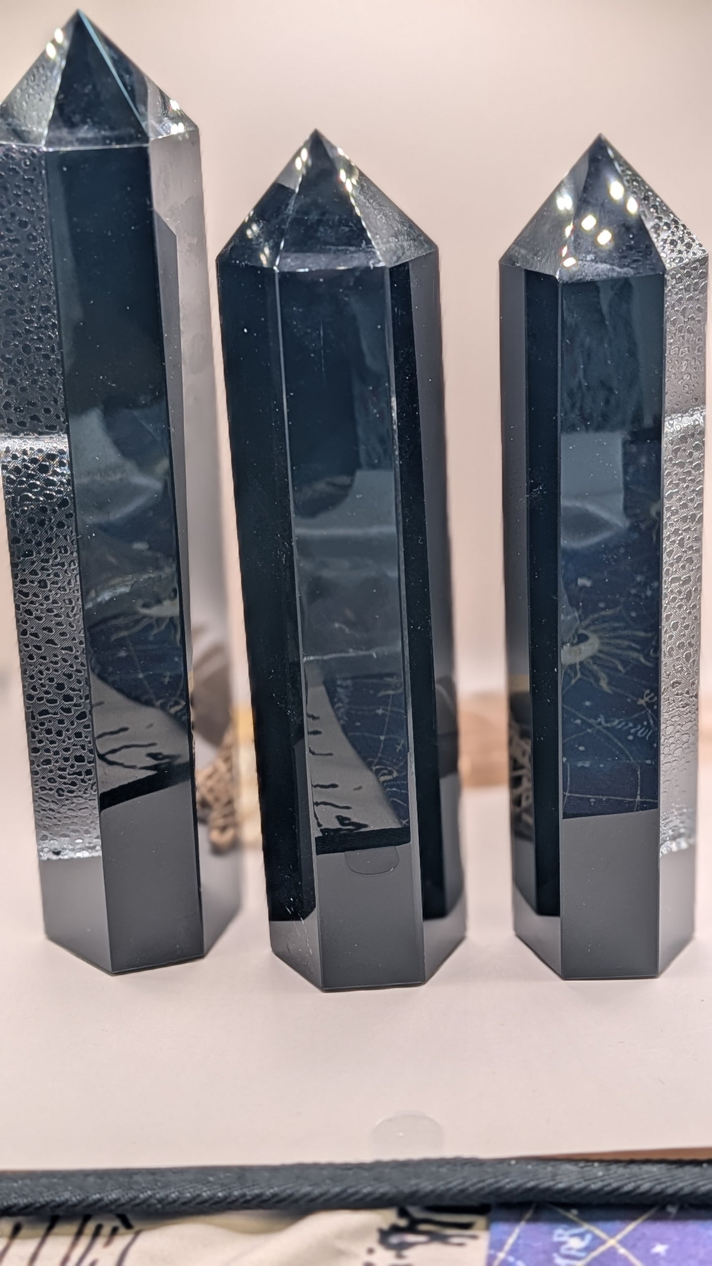 Natural Black Obsidian Tower Obelisk 8"-9" tall