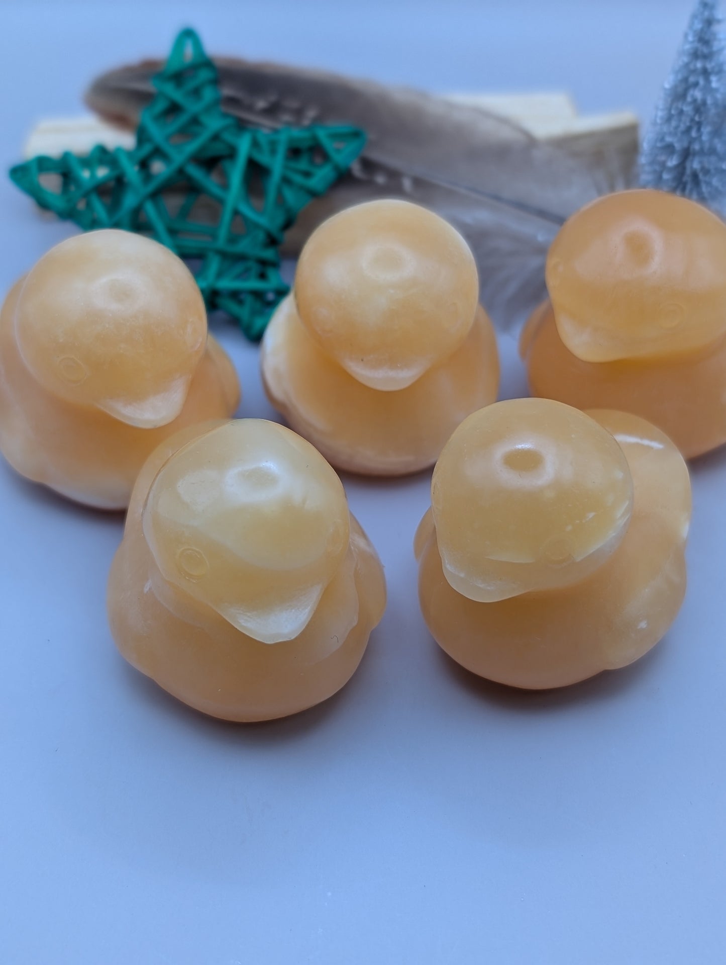 Orange Calcite Duck — Hand-Carved Crystal Duckling