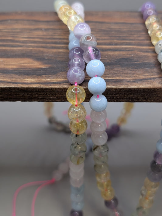 Natural Crystal beads 15.5” - 8mm 5 mix