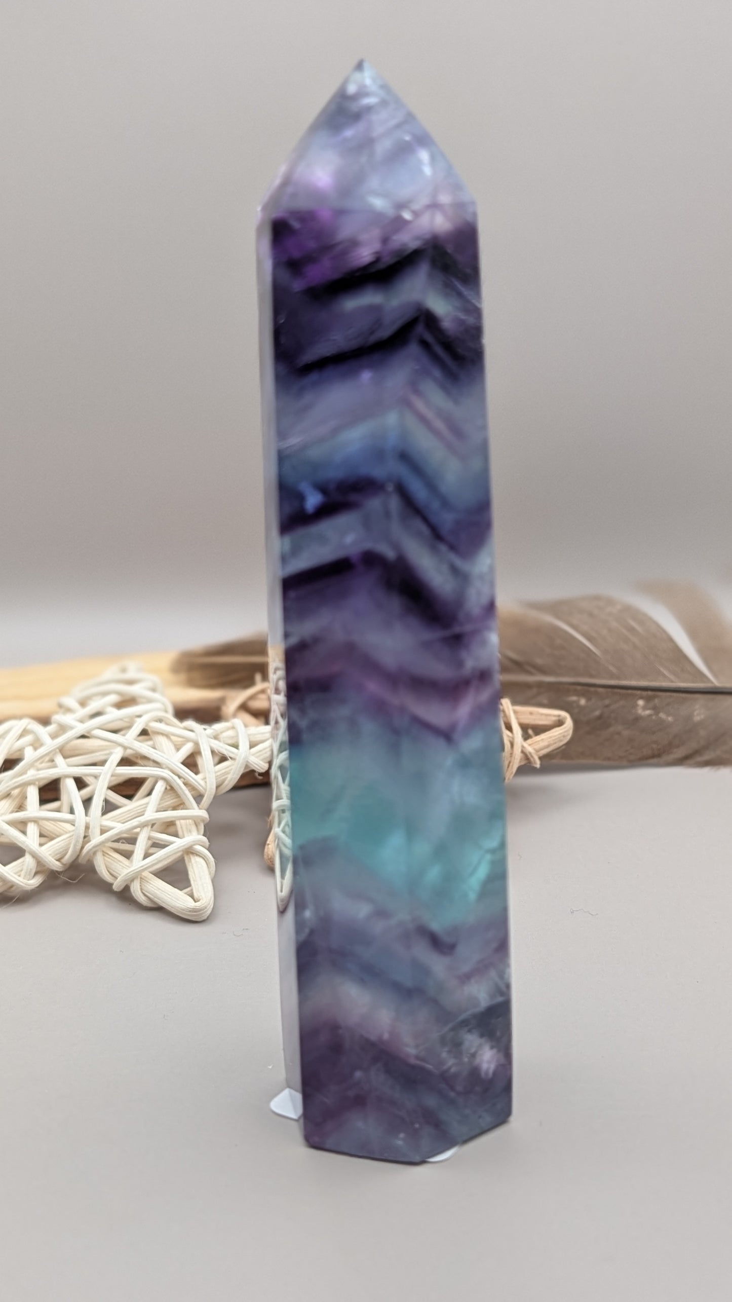 Natural Rainbow Fluorite Tower Crystal Healing