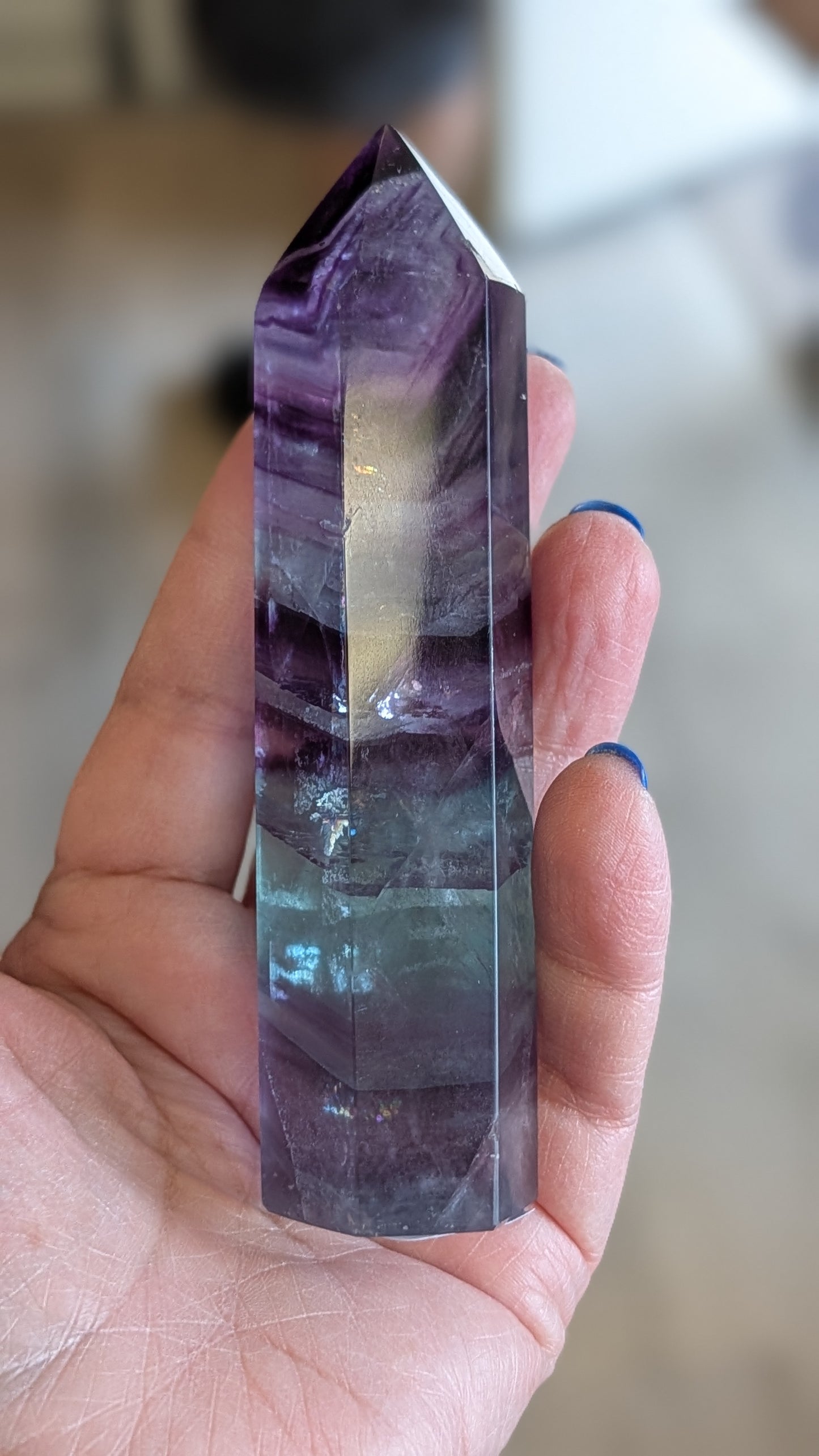 Natural Rainbow Fluorite Tower Crystal Healing