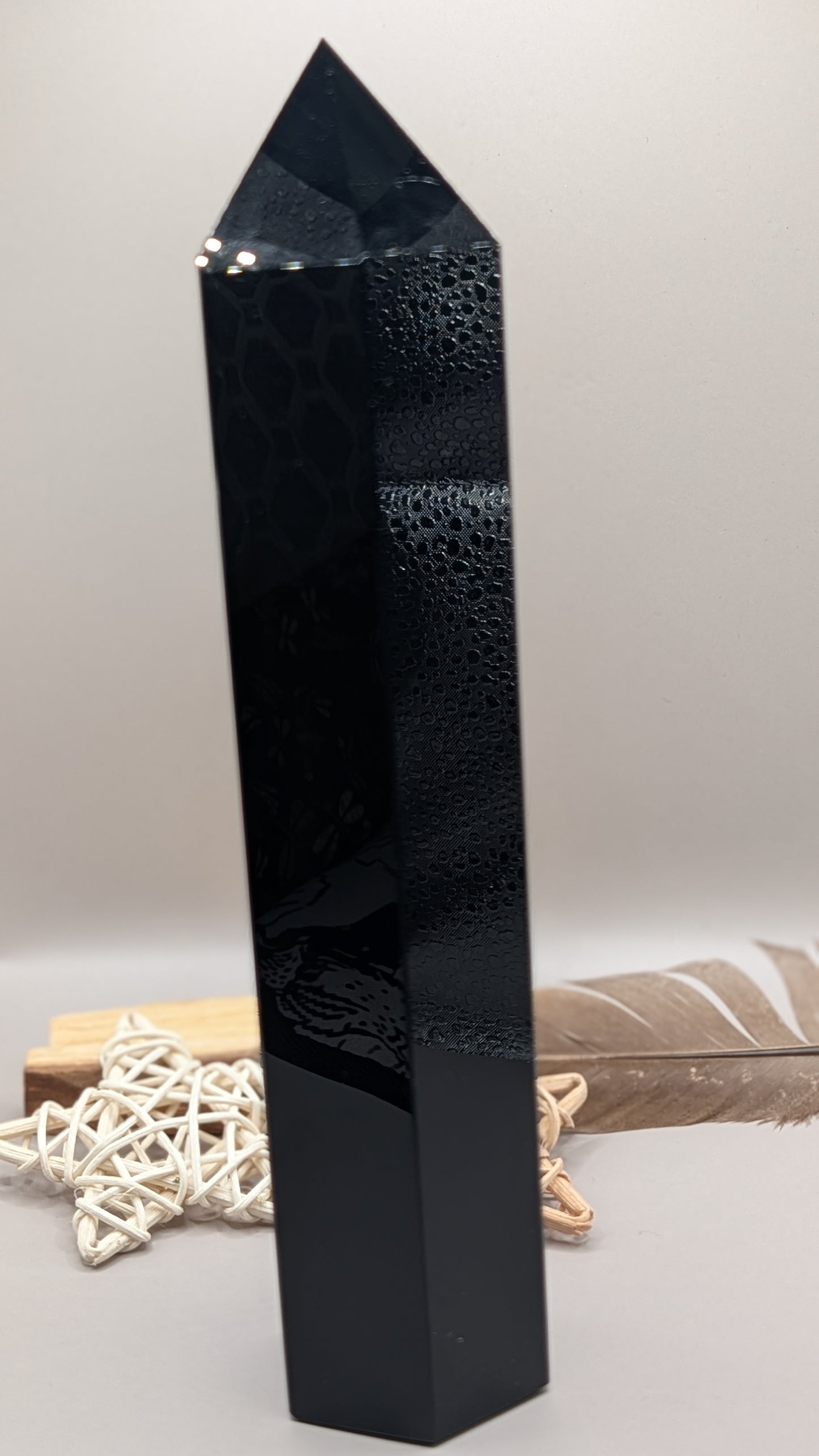 Natural Black Obsidian Tower Obelisk 8"-9" tall