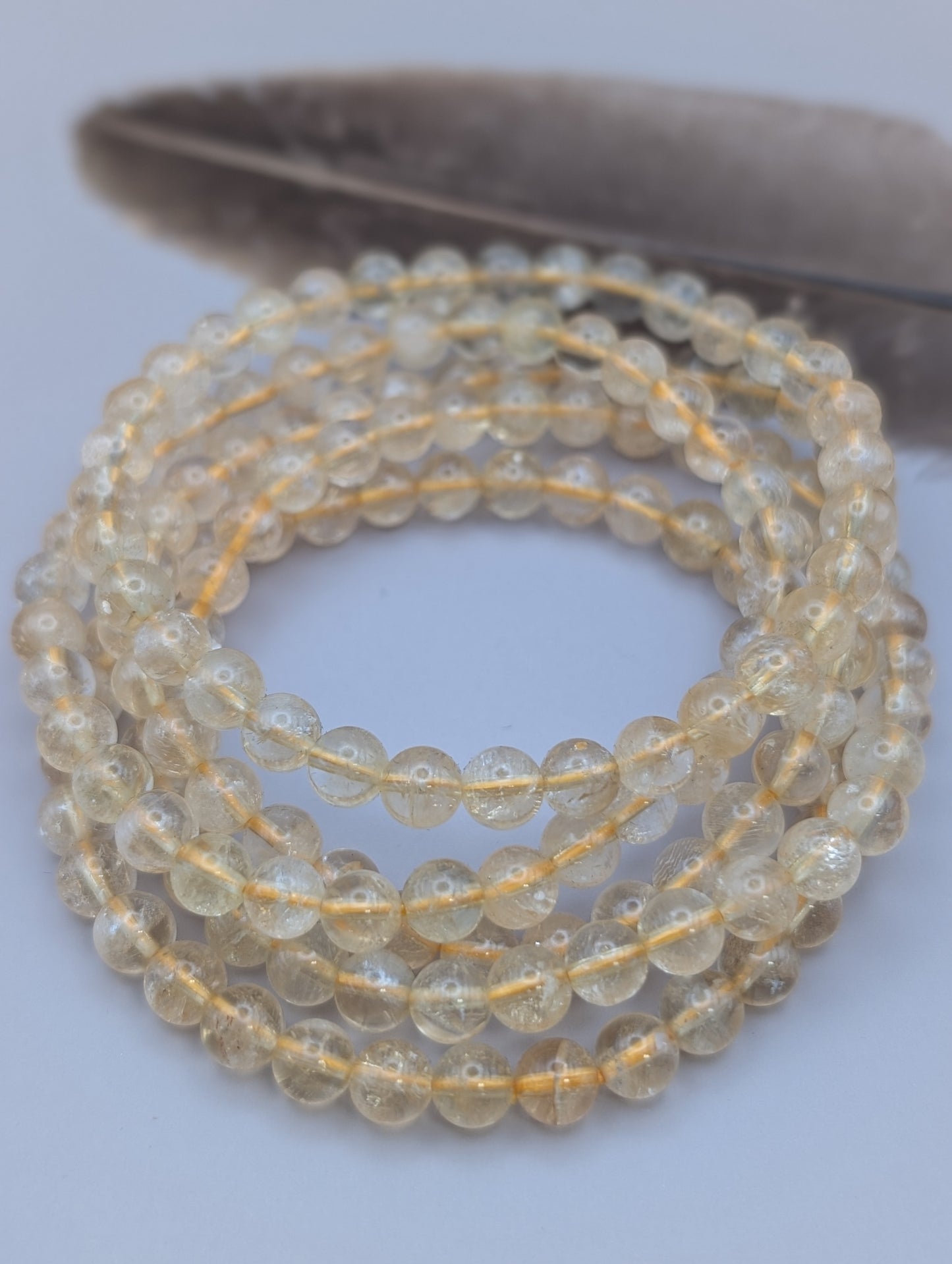 Natural Citrine Crystal Healing Stretch Bracelet – 6mm, 7.5"