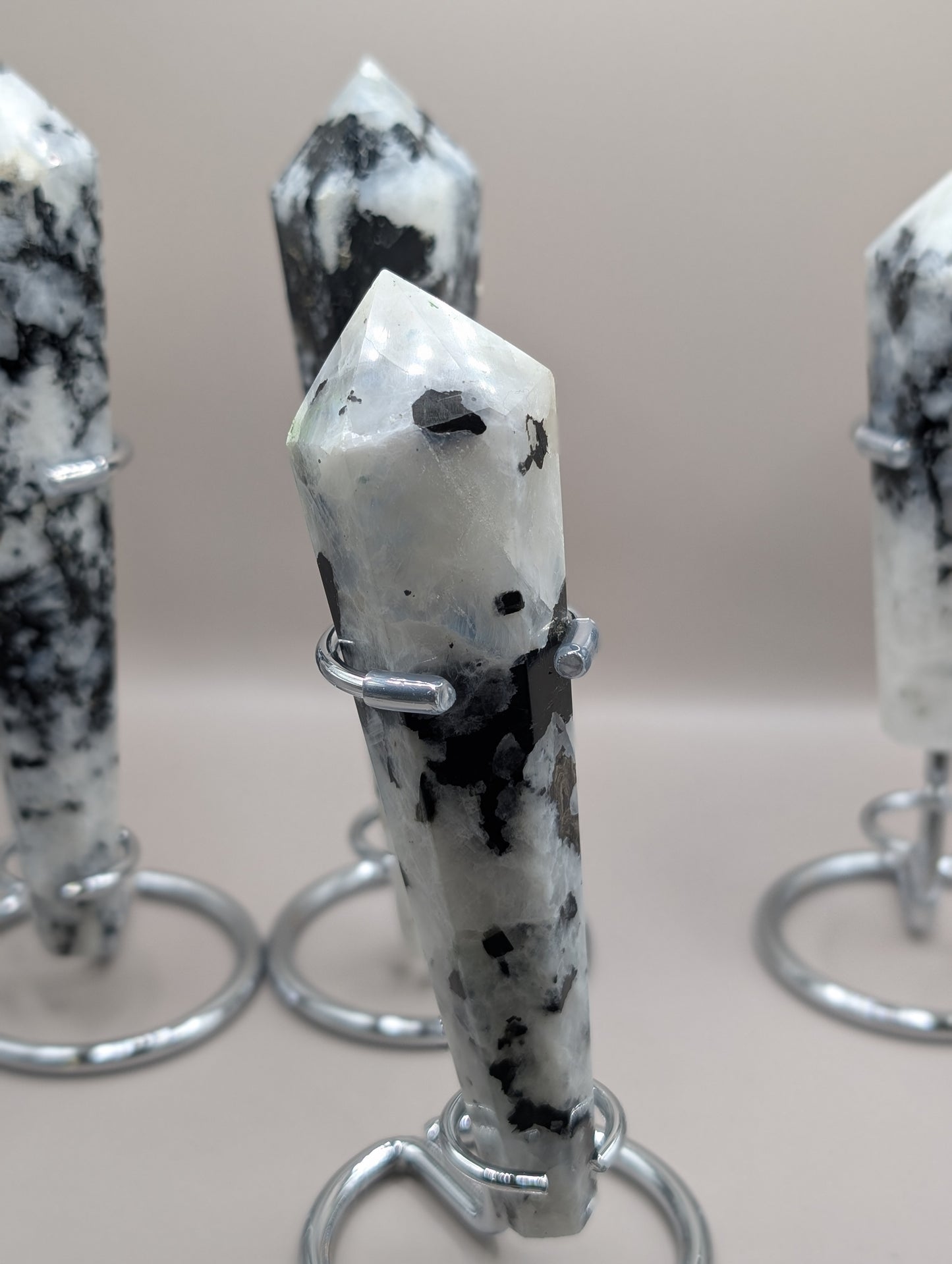 Natural Rainbow Moonstone Scepter with Stand