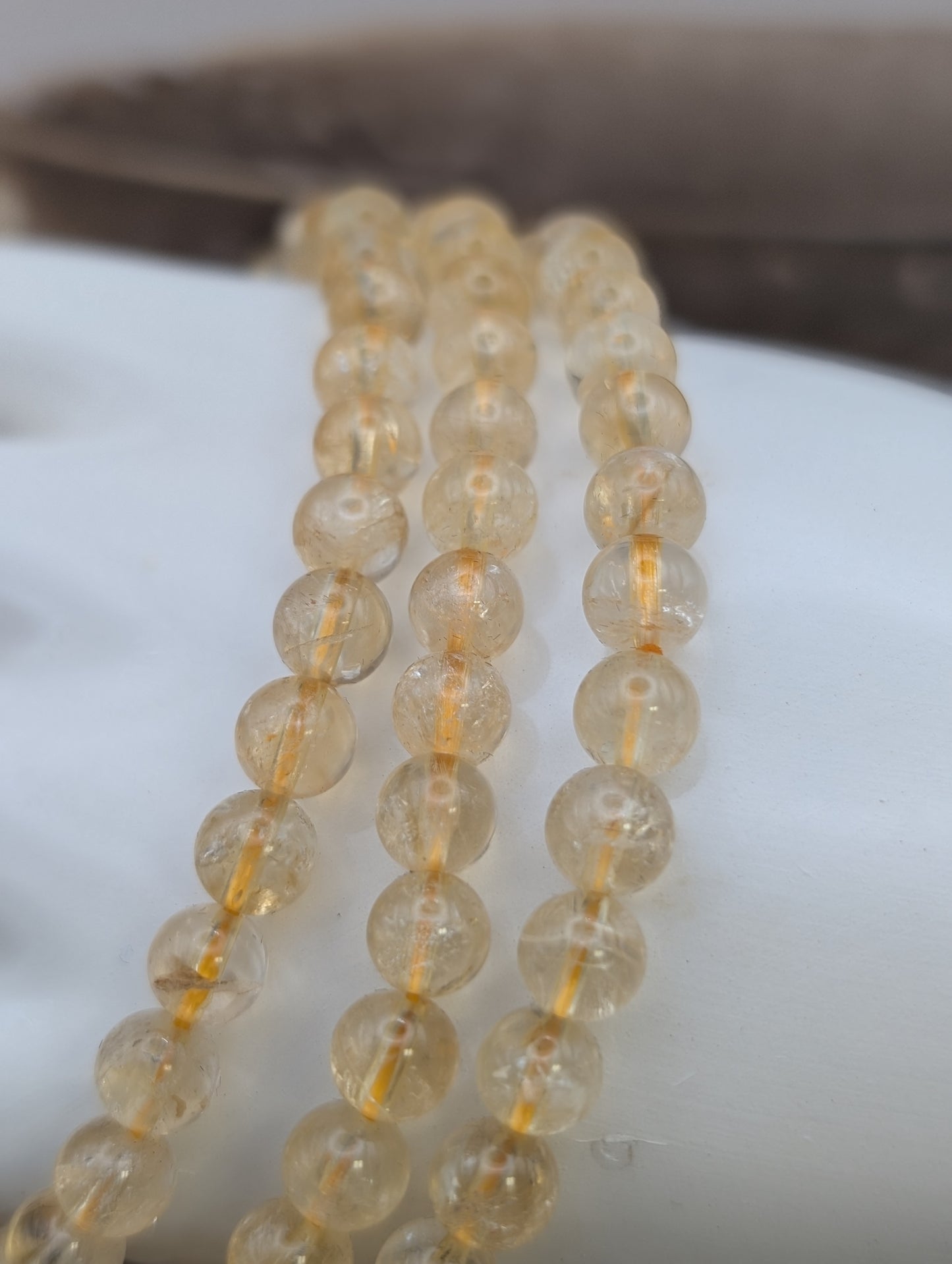 Natural Citrine Crystal Healing Stretch Bracelet – 6mm, 7.5"