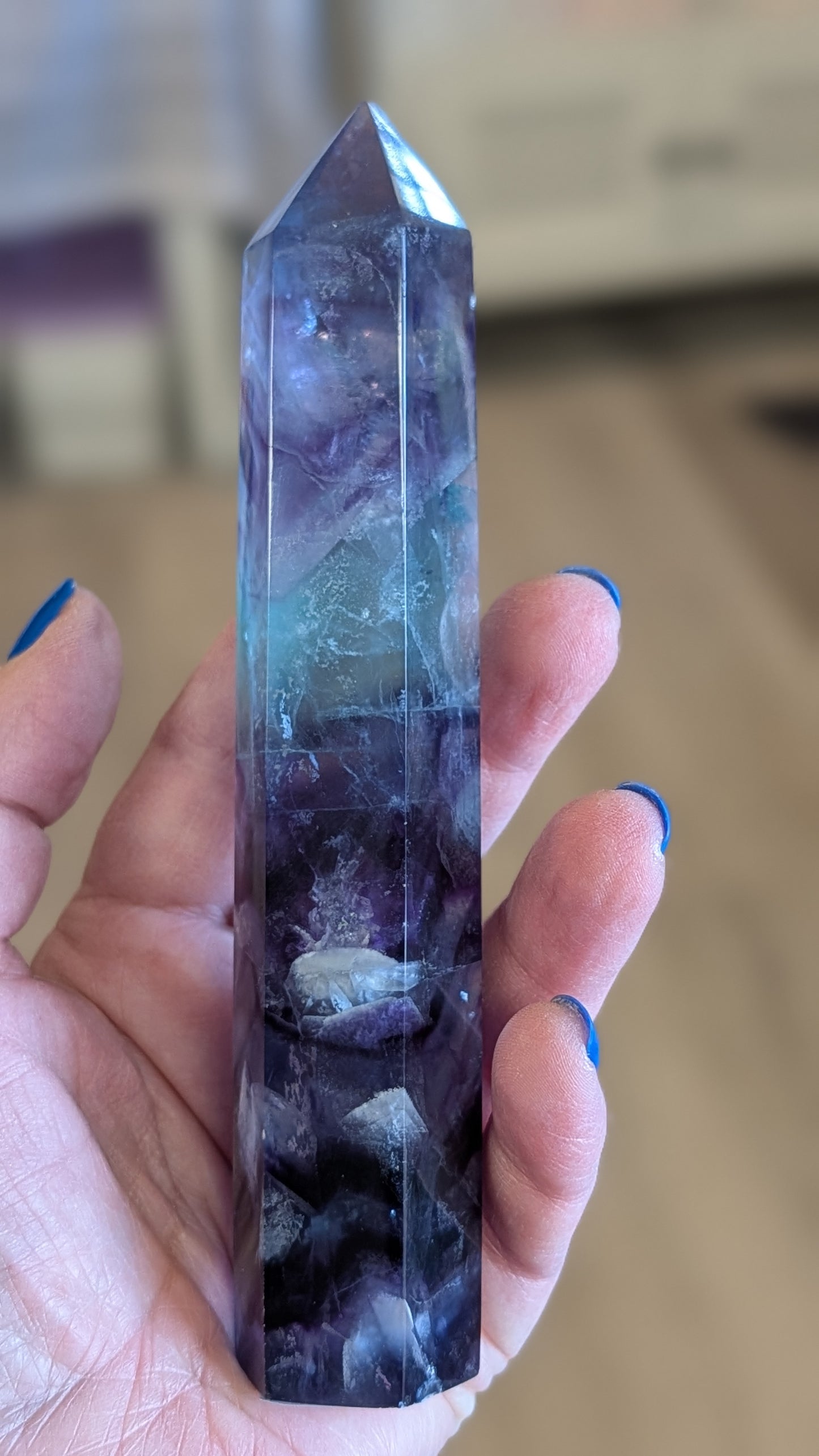 Natural Rainbow Fluorite Tower Crystal Healing