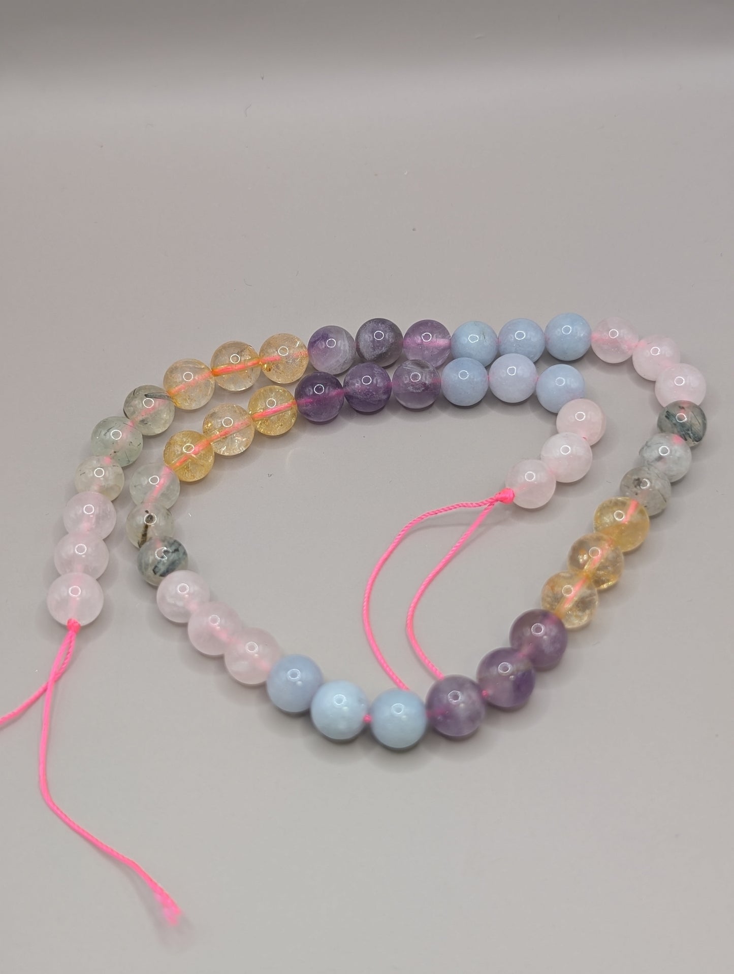 Natural Crystal beads 15.5” - 8mm 5 mix