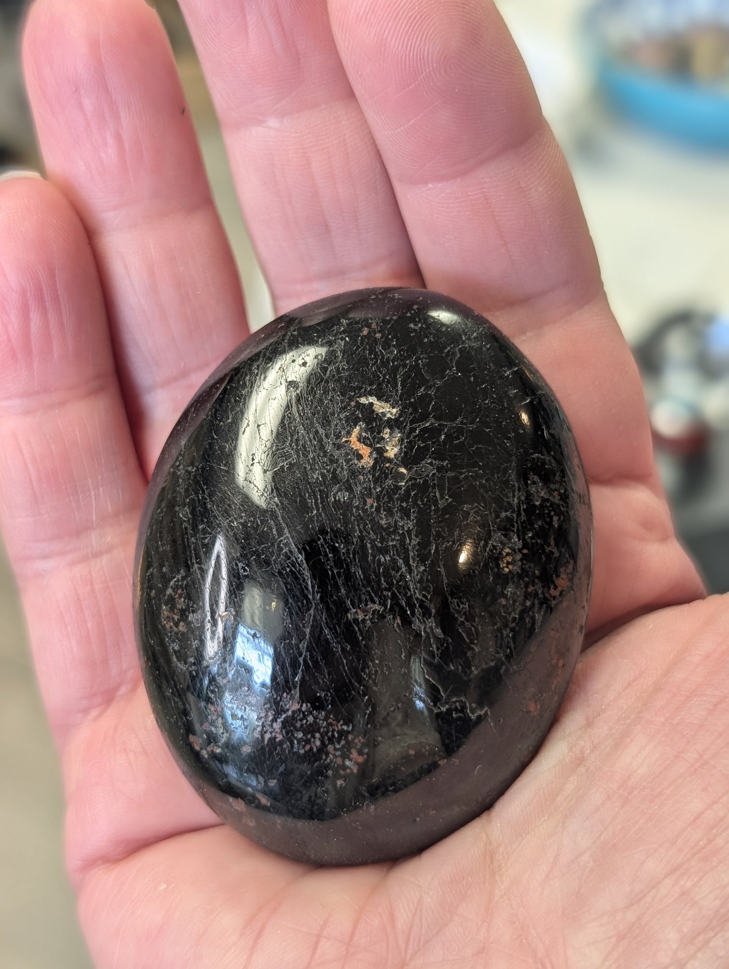 Natural Black Tourmaline Palm Stone
