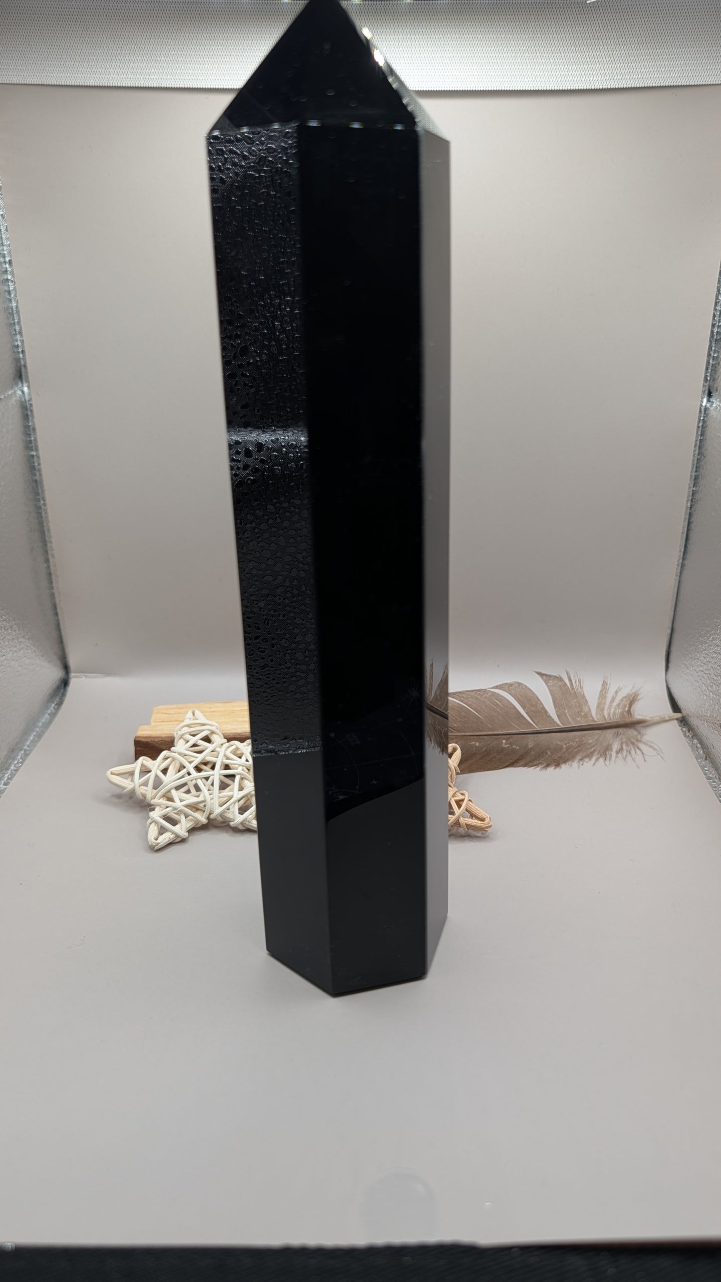 Natural Black Obsidian Tower Obelisk 8"-9" tall