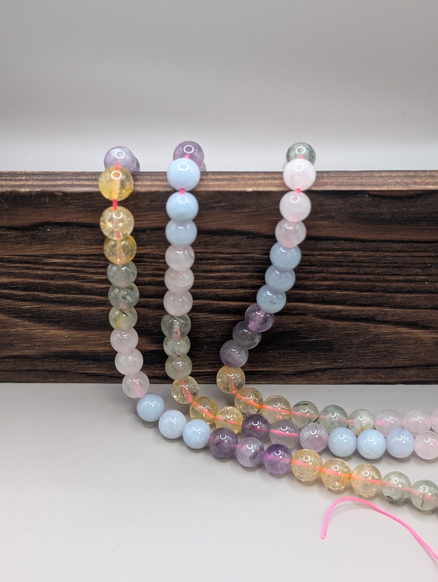 Natural Crystal beads 15.5” - 8mm 5 mix