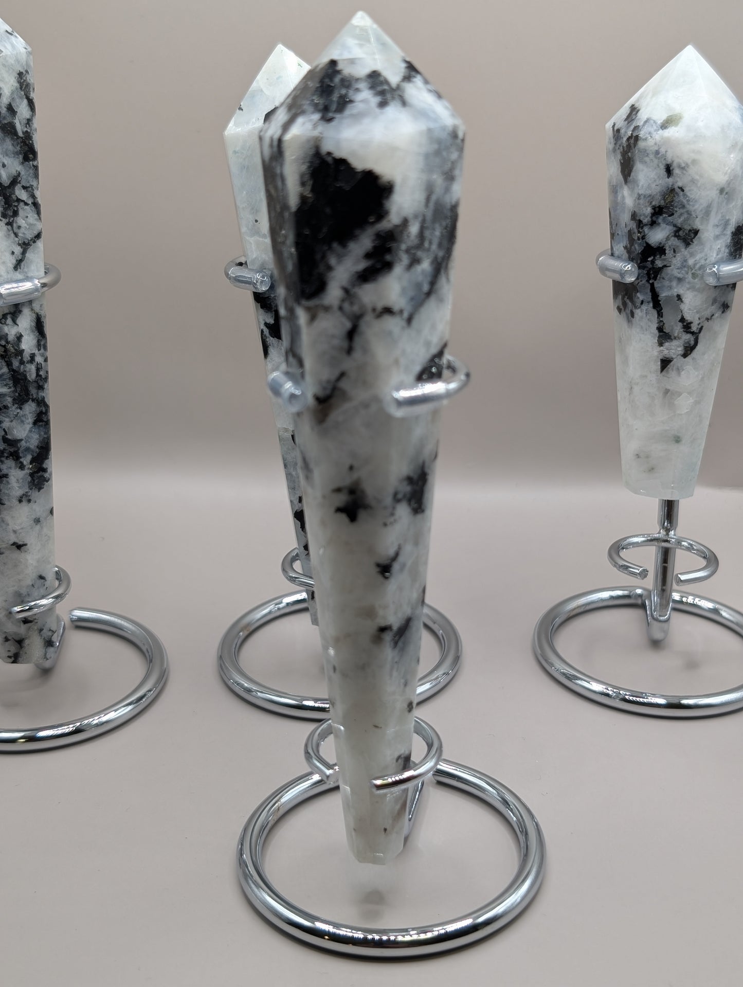 Natural Rainbow Moonstone Scepter with Stand