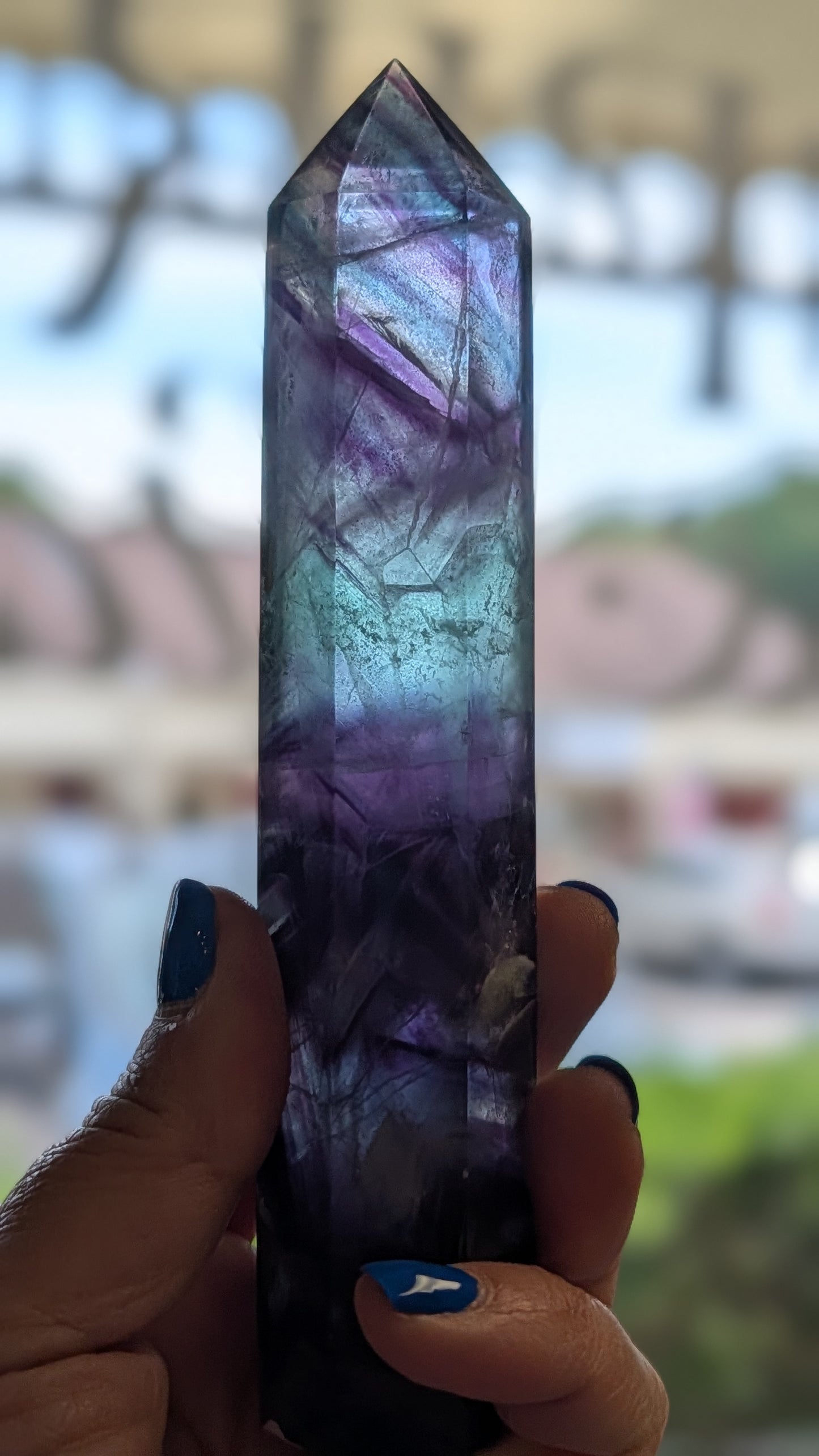 Natural Rainbow Fluorite Tower Crystal Healing