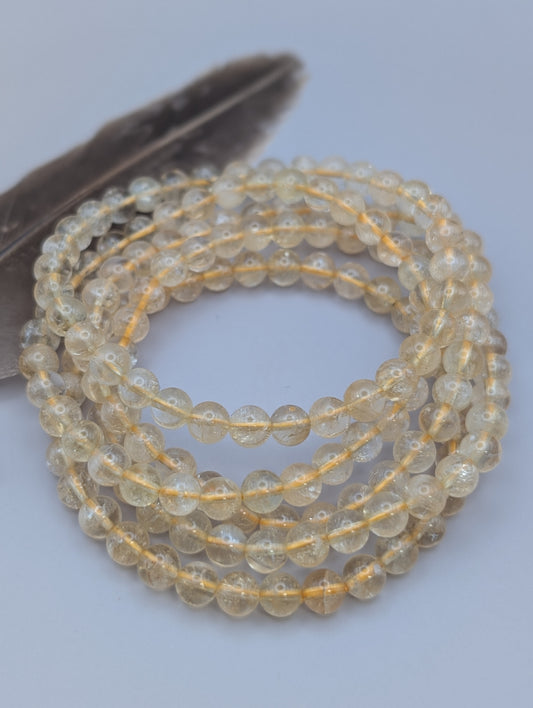 Natural Citrine Crystal Healing Stretch Bracelet – 6mm, 7.5"
