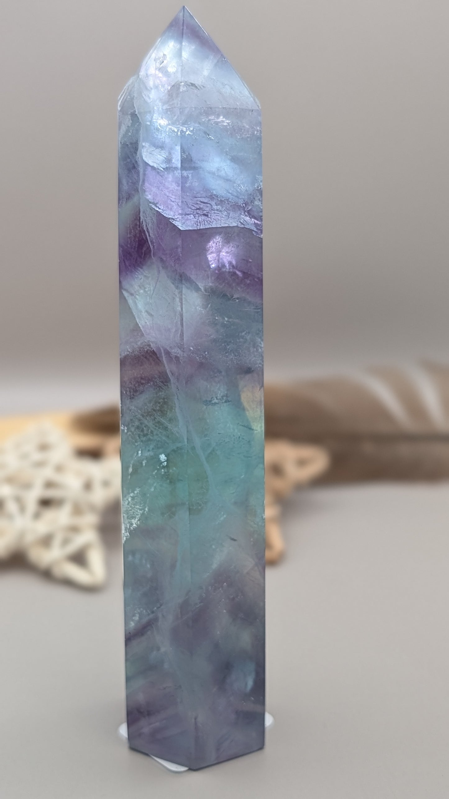 Natural Rainbow Fluorite Tower Crystal Healing