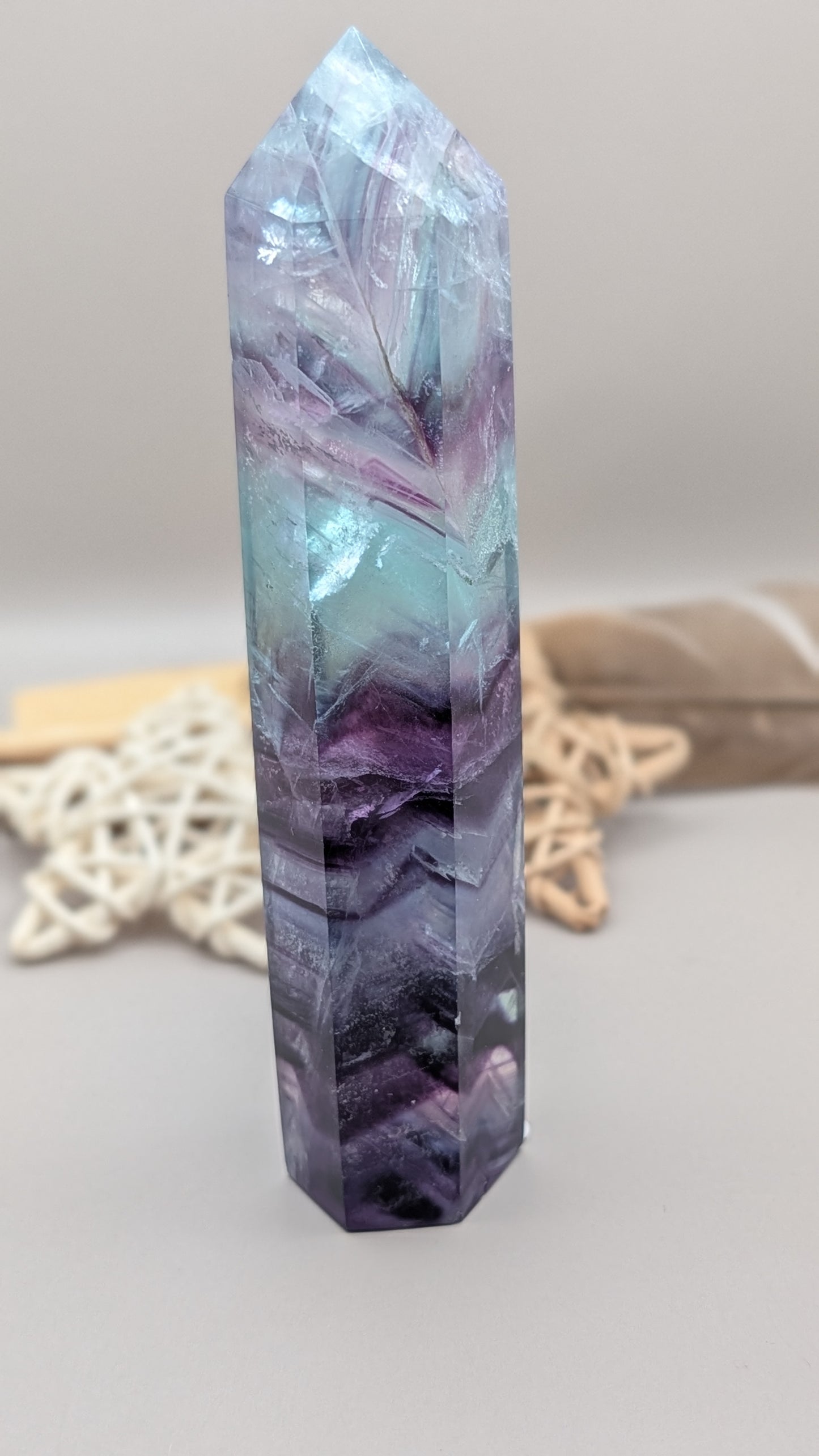 Natural Rainbow Fluorite Tower Crystal Healing