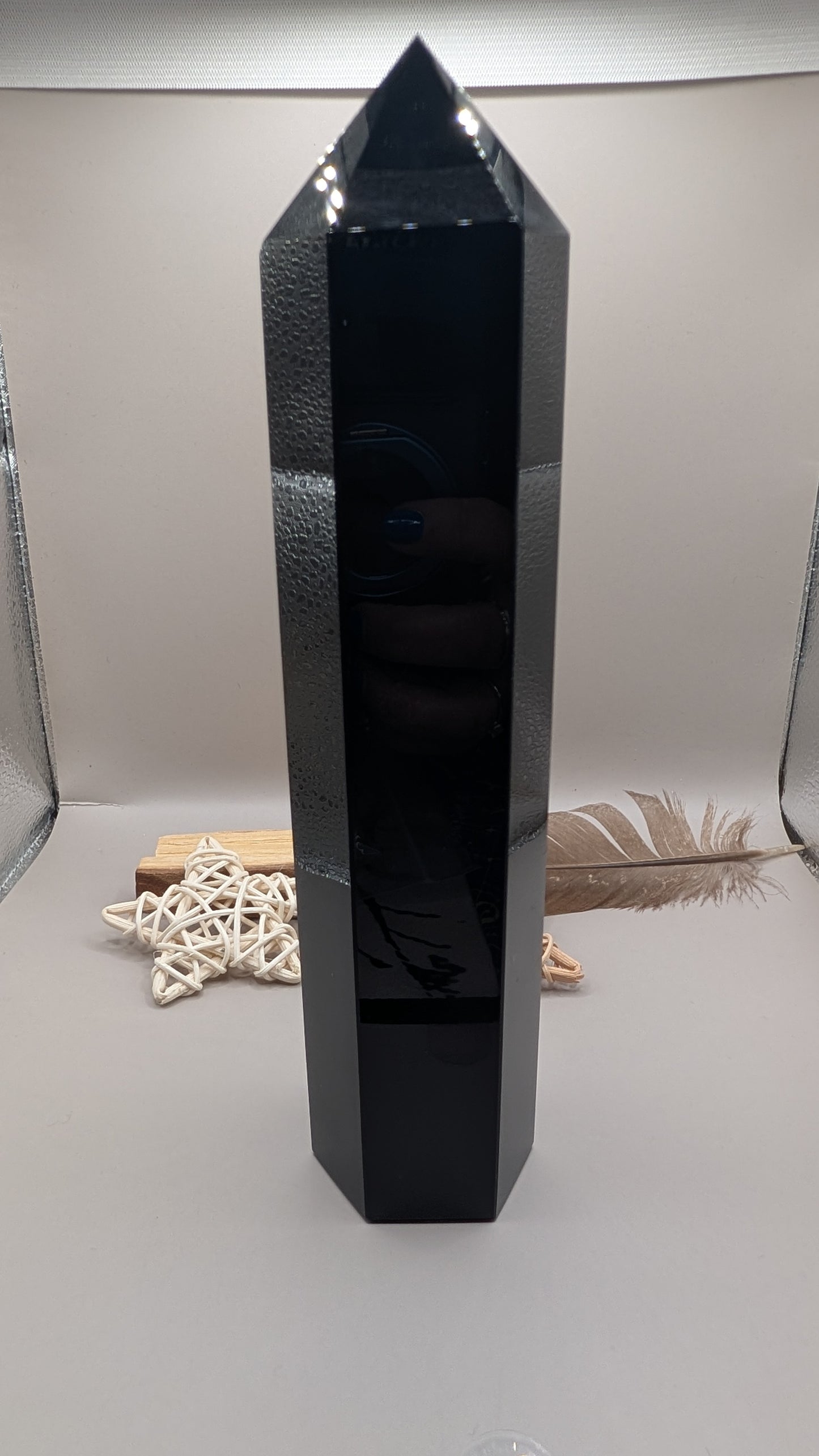 Natural Black Obsidian Tower Obelisk 8"-9" tall