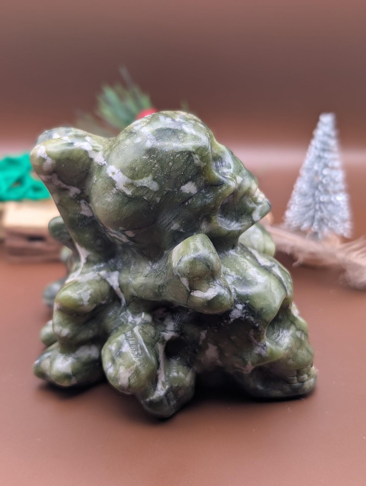 Natural Nephrite Jade Crystal Skulls