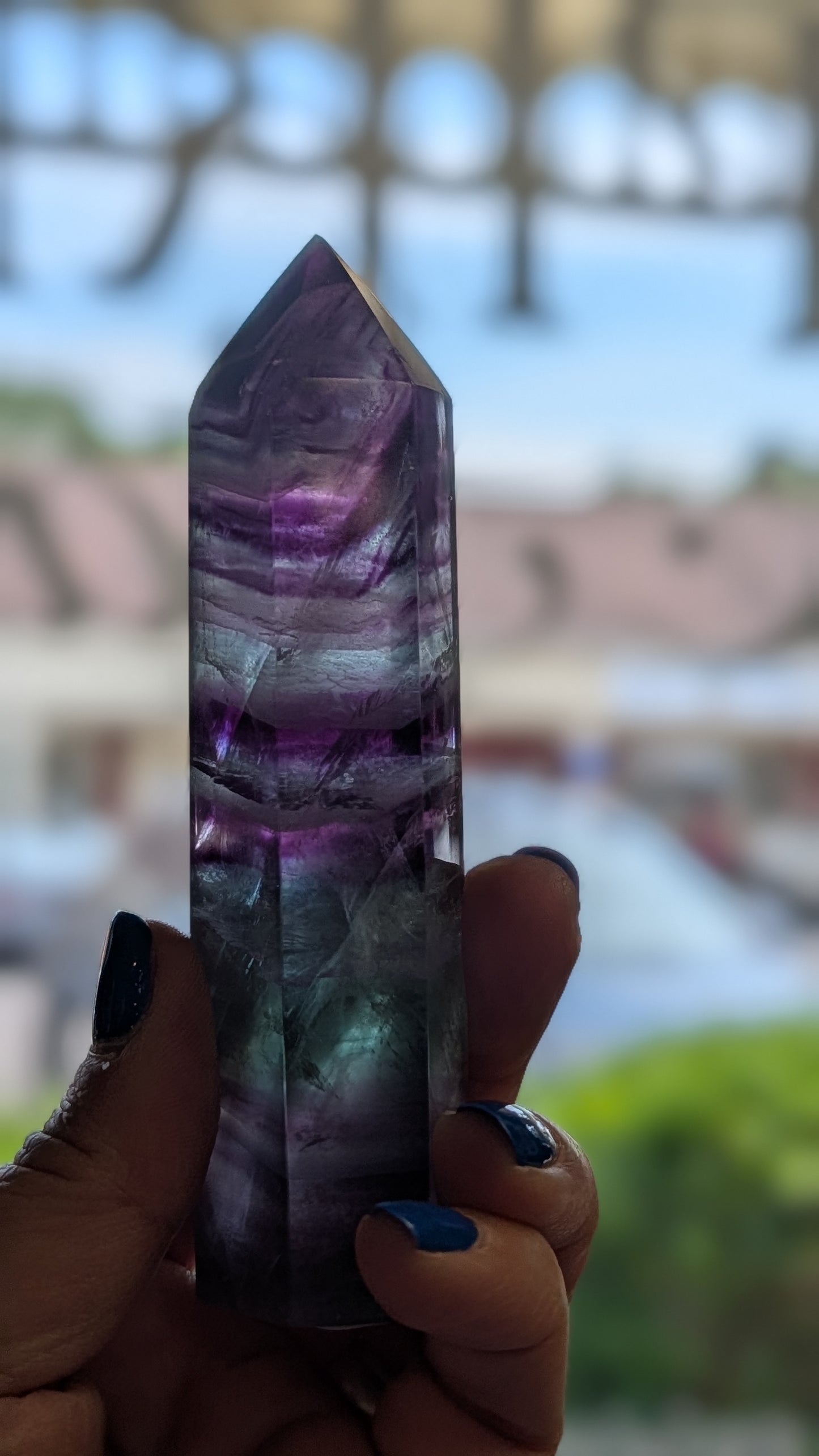 Natural Rainbow Fluorite Tower Crystal Healing