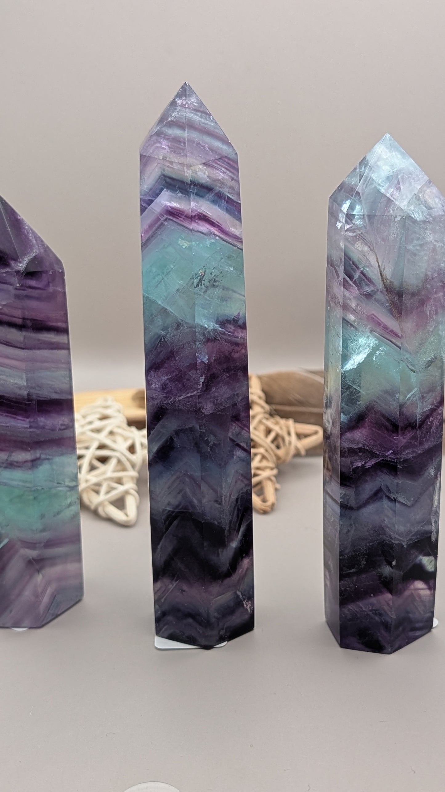 Natural Rainbow Fluorite Tower Crystal Healing