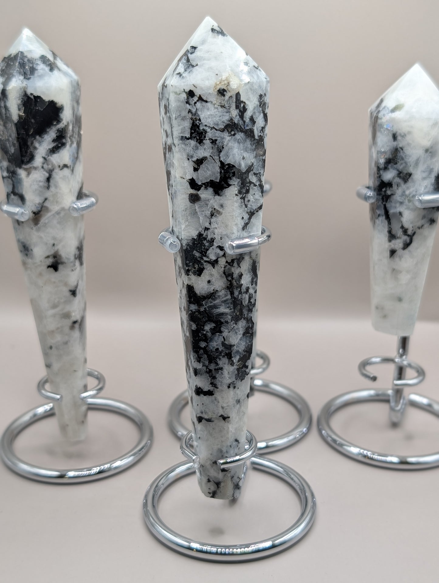 Natural Rainbow Moonstone Scepter with Stand