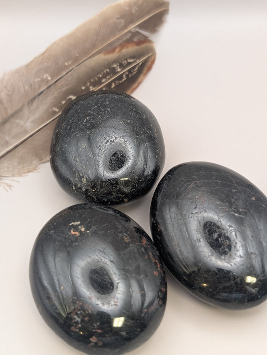 Natural Black Tourmaline Palm Stone