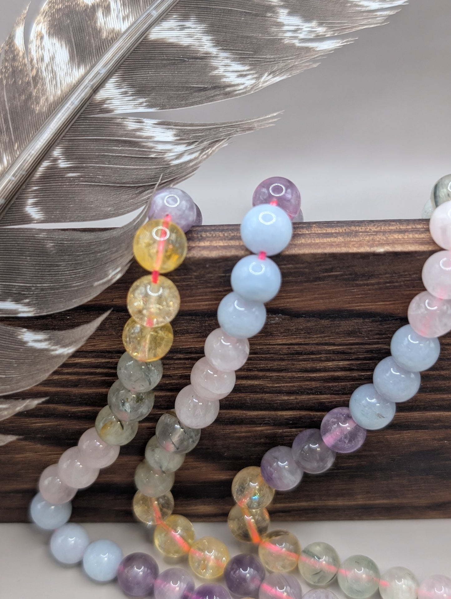Natural Crystal beads 15.5” - 8mm 5 mix