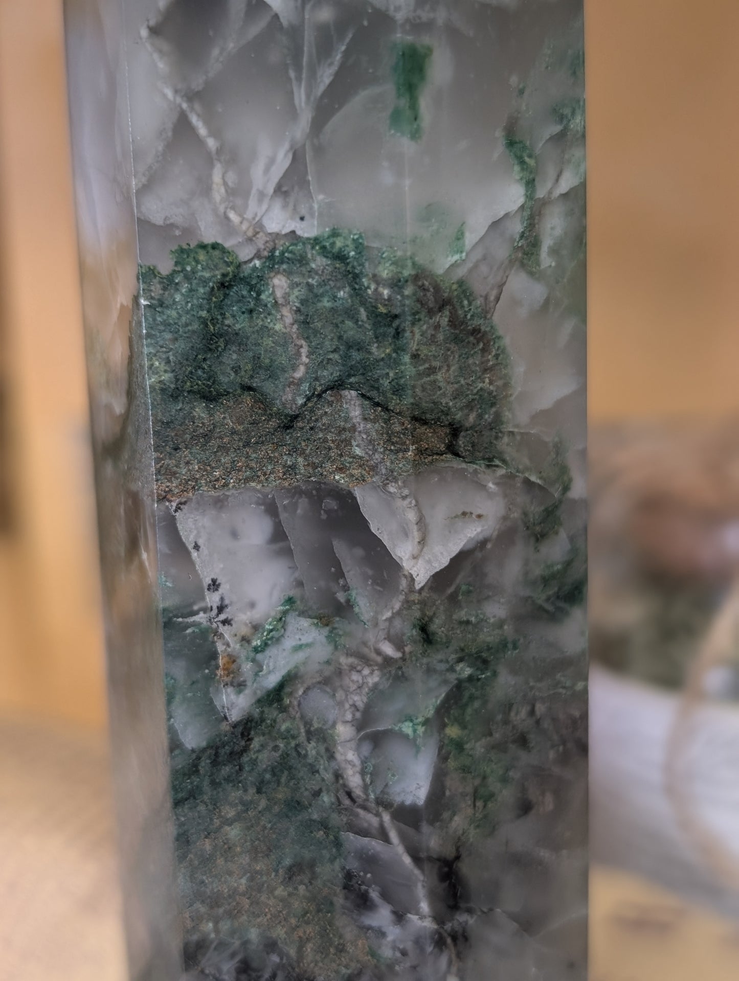 Large Natural Moss Agate obelisk Towers