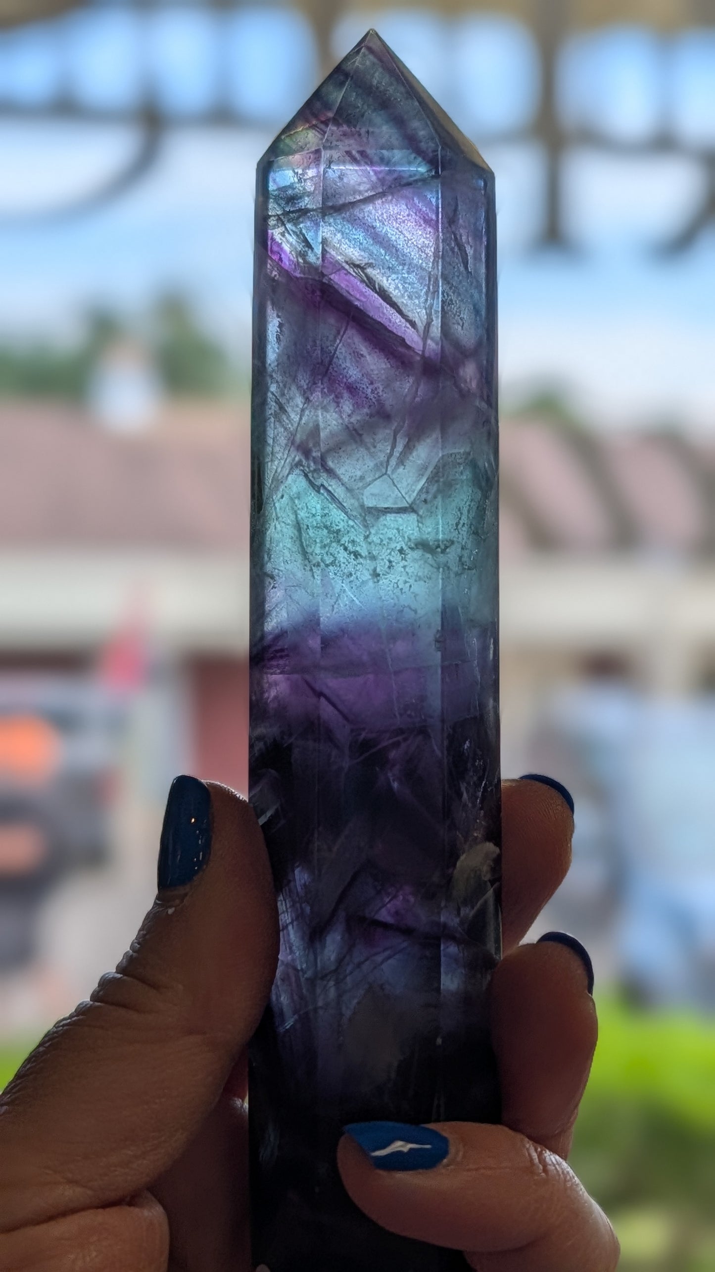 Natural Rainbow Fluorite Tower Crystal Healing