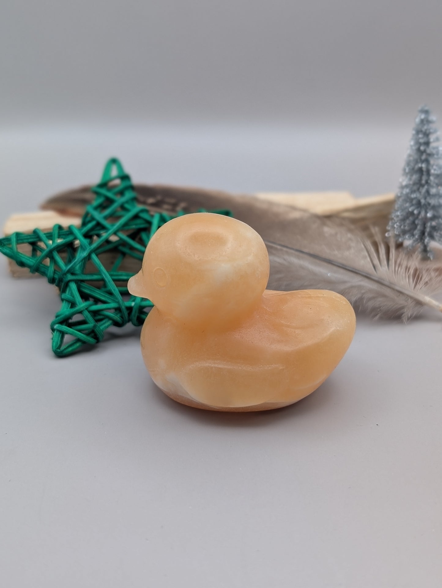 Orange Calcite Duck — Hand-Carved Crystal Duckling