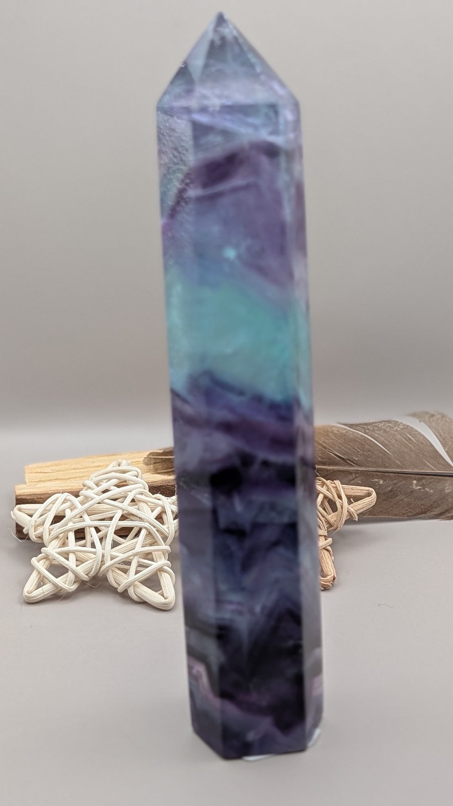 Natural Rainbow Fluorite Tower Crystal Healing
