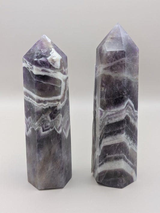 Natural Dream Chevron Amethyst Obelisk Point Crystal