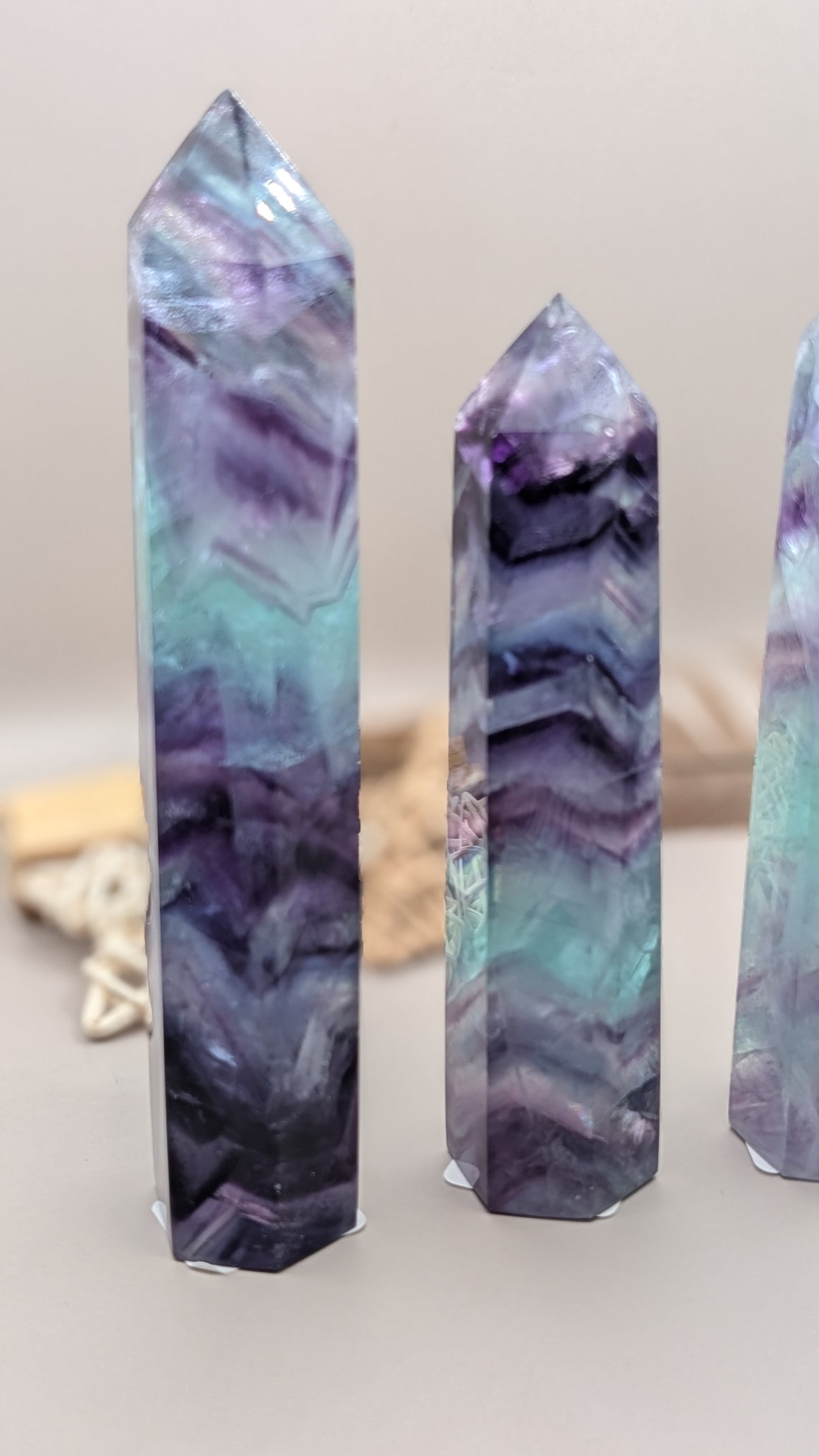 Natural Rainbow Fluorite Tower Crystal Healing