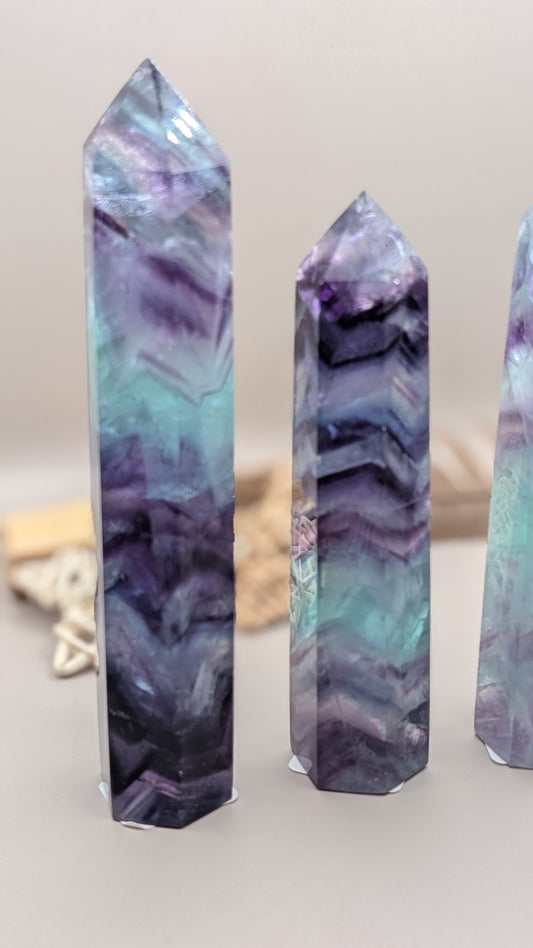 Natural Rainbow Fluorite Tower Crystal Healing