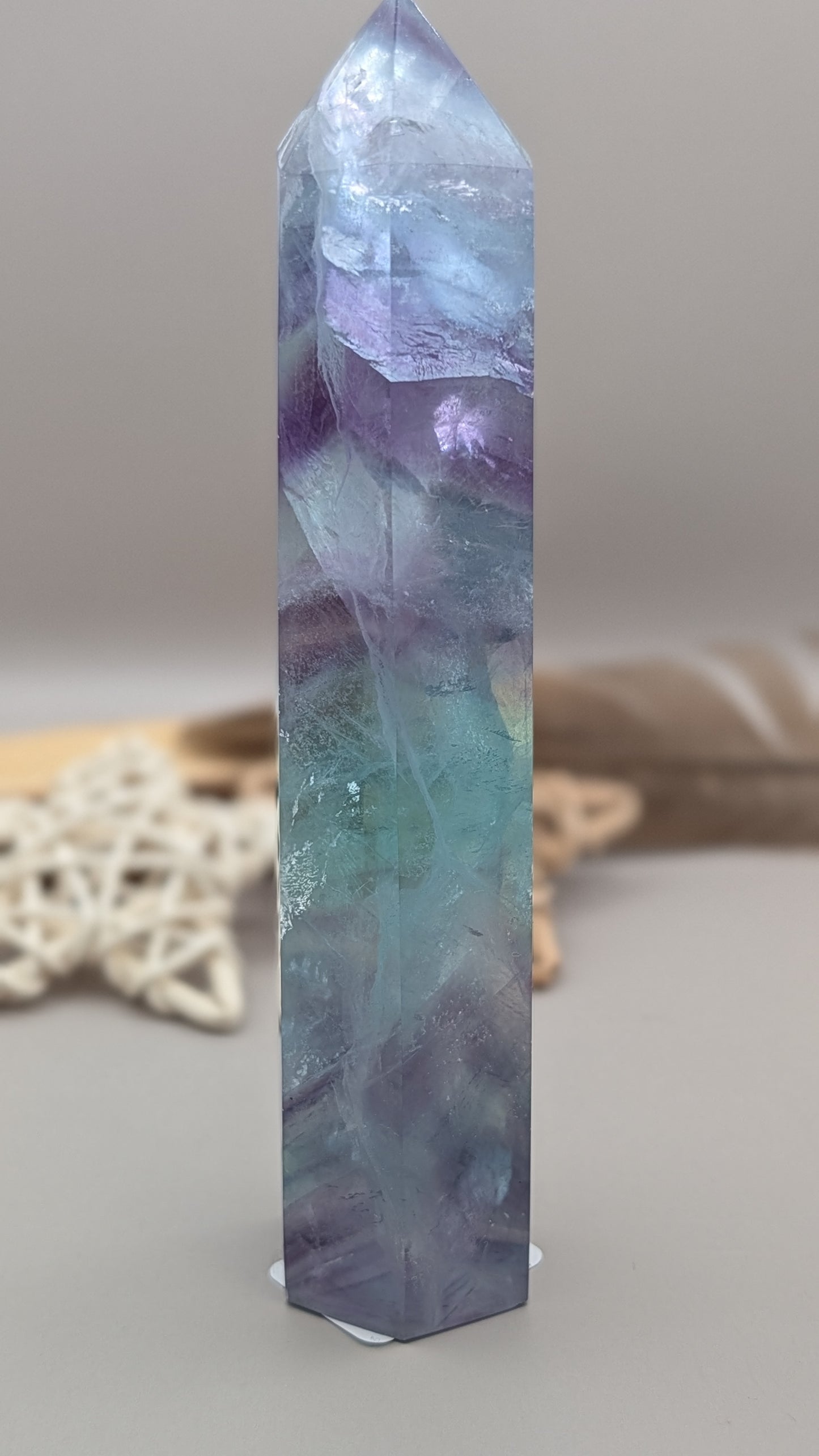 Natural Rainbow Fluorite Tower Crystal Healing