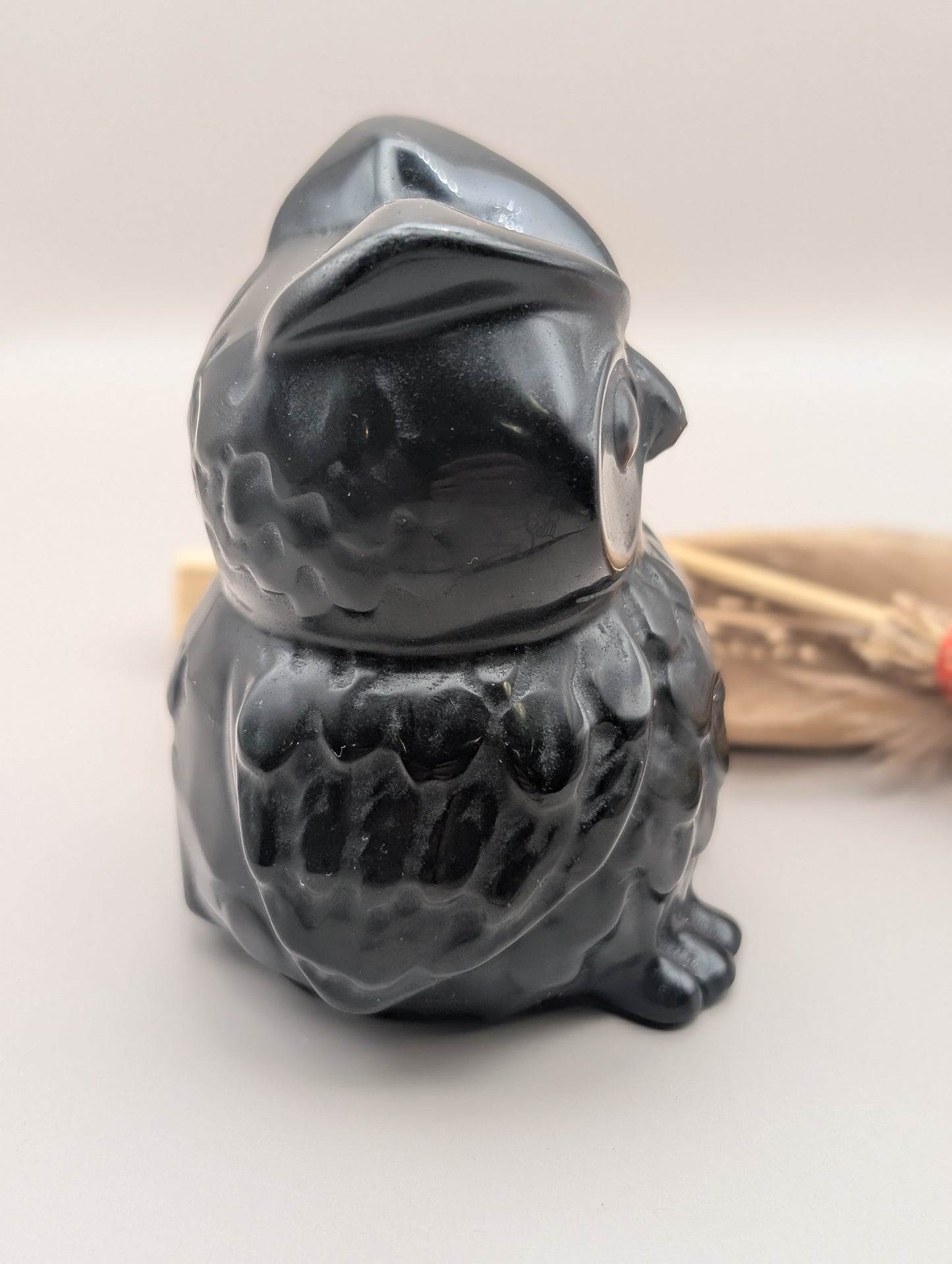 Natural Black Obsidian Owl
